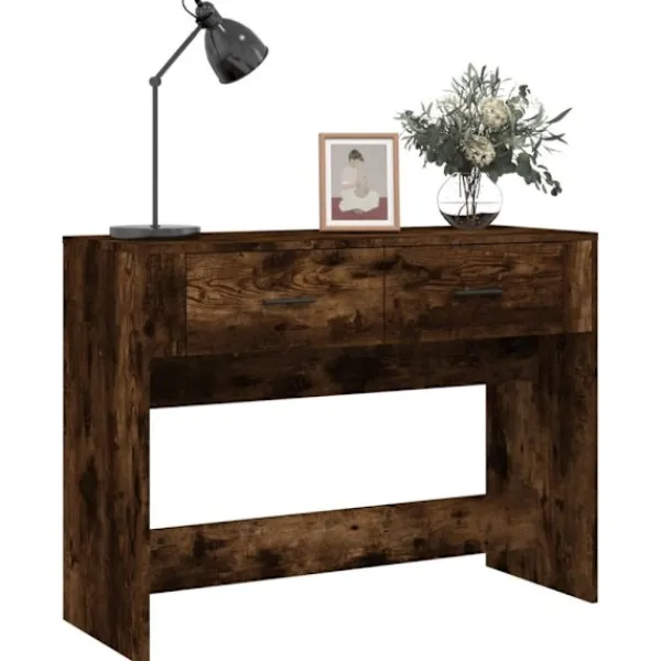 vidaXL Småbord>Avlastningsbord rökfärgad ek 100x39x75 cm konstruerat trä