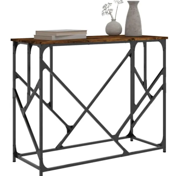 vidaXL Småbord>Avlastningsbord rökfärgad ek 100x40x80 cm konstruerat trä