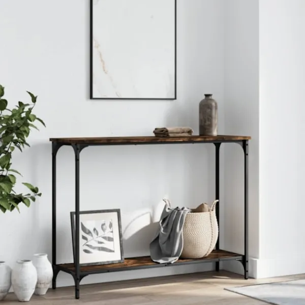 vidaXL Småbord>Avlastningsbord rökfärgad ek 101x30,5x75 cm konstruerat trä