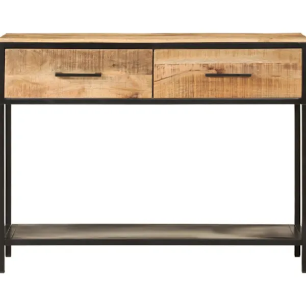 vidaXL Småbord>Avlastningsbord 100x35x76 cm massivt mangoträ och järn