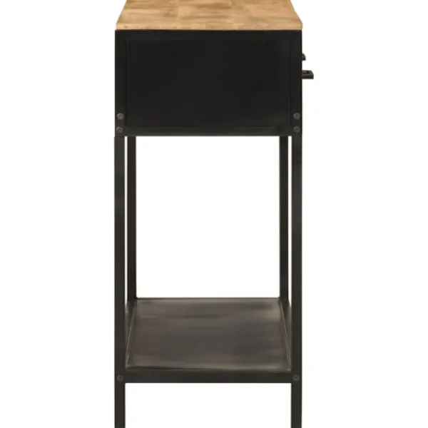 vidaXL Småbord>Avlastningsbord 100x35x76 cm massivt mangoträ och järn