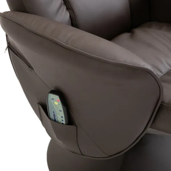 Northio Fåtöljer>Avslappningsstol Med Fotpall Förvaringsutrymme Massagestol Tv-Stol Fåtölj Ergonomisk Stol Med 10 Vibrationspunkter Konstläder Brun 76X81X105 Cm