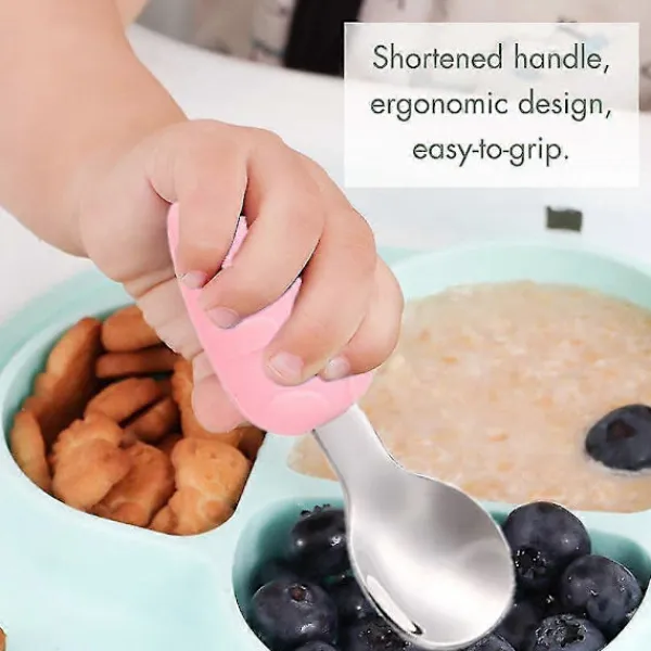 Matgrupper>Babyskeds- och gaffelset – silikon och rostfritt stål – set med bestick för barn och småbarn