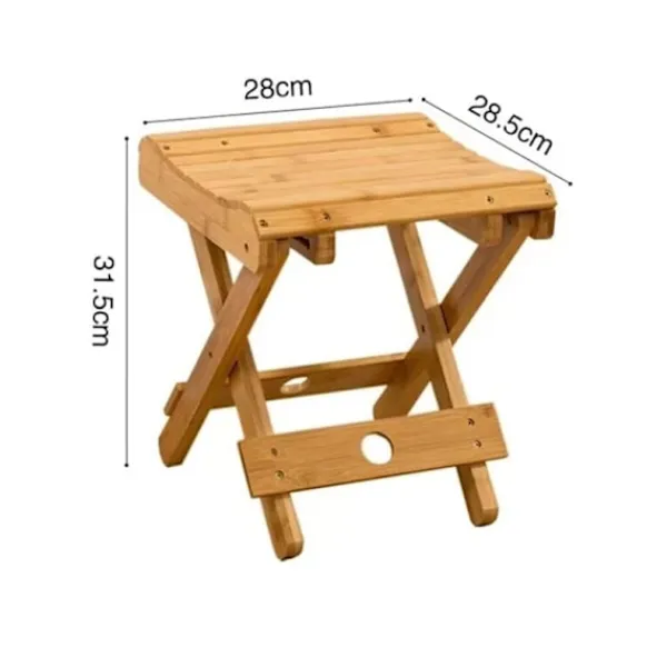 Pallar>Bambu hopfällbar pall Liten bärbar bänk duschpall Lämplig för badrum bastu Spa höjd 31,5 cm