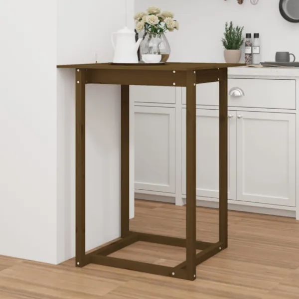 vidaXL Balkongmöbler>Barbord honungsbrun 80x80x110 cm massivt furuträ