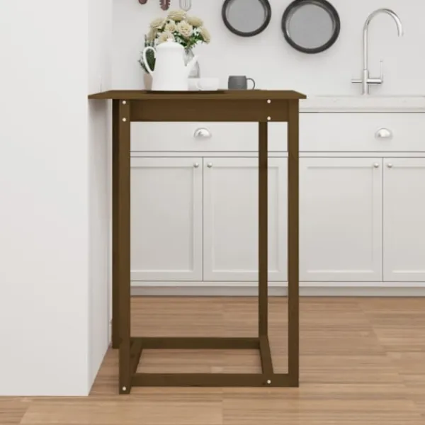 vidaXL Balkongmöbler>Barbord honungsbrun 80x80x110 cm massivt furuträ