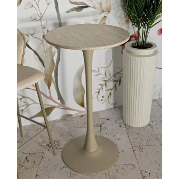 B2X Balkongmöbler>Barbord, krämfärgad, Ø 60 x 106 cm, modern design