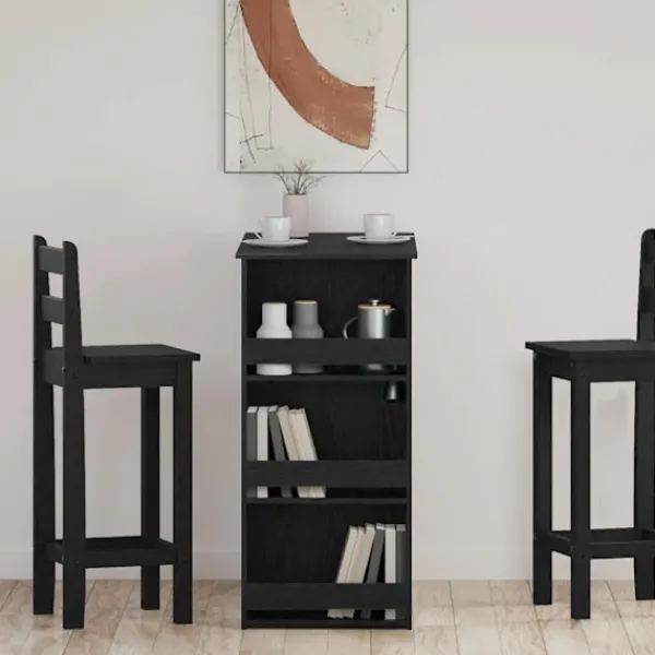vidaXL Matgrupper>Barbord med förvaringshylla svart ek 102x50x103,5 cm