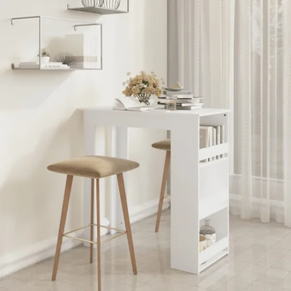 vidaXL Matbord>Barbord med förvaringshyllor vit 102x50x103,5cm konstruerat trä