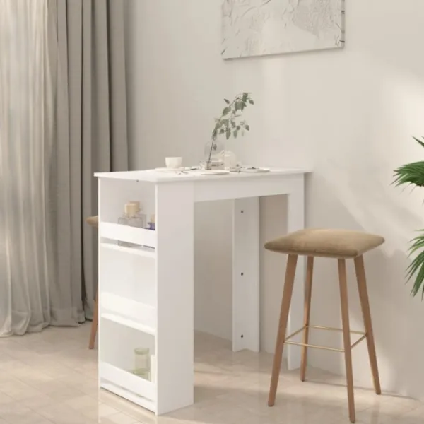 vidaXL Matbord>Barbord med förvaringshyllor vit 102x50x103,5cm konstruerat trä