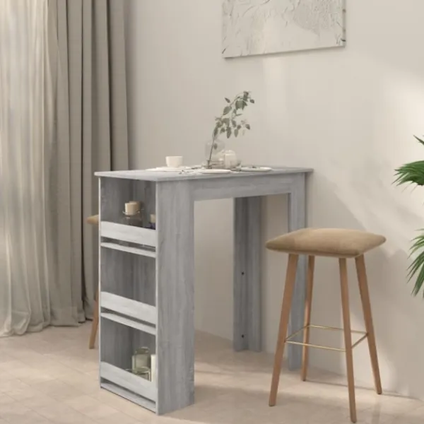 vidaXL Matgrupper>Barbord med förvaringshyllor grå 102x50x103,5cm konstruerat trä