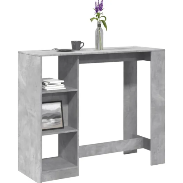 vidaXL Balkongmöbler>Barbord med hylla betonggrå 124x46x103,5 cm konstruerat trä