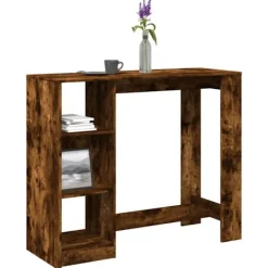 vidaXL Matbord>Barbord med hylla rökig ek 124x46x103,5 cm konstruerat trä