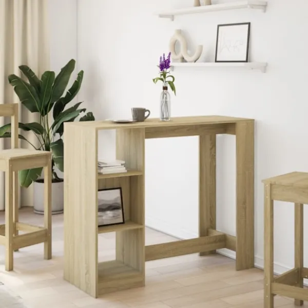 vidaXL Balkongmöbler>Barbord med hylla sonoma-ek 124x46x103,5 cm konstruerat trä