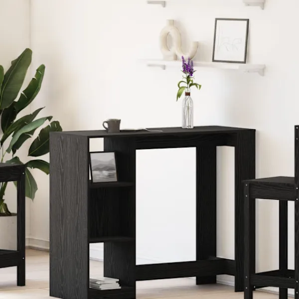 vidaXL Matbord>Barbord med hylla Svart Ek 124 x 46 x 103.5 cm Konstruerat trä
