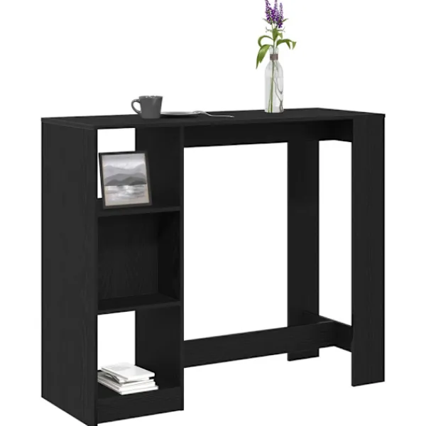 vidaXL Matbord>Barbord med hylla Svart Ek 124 x 46 x 103.5 cm Konstruerat trä