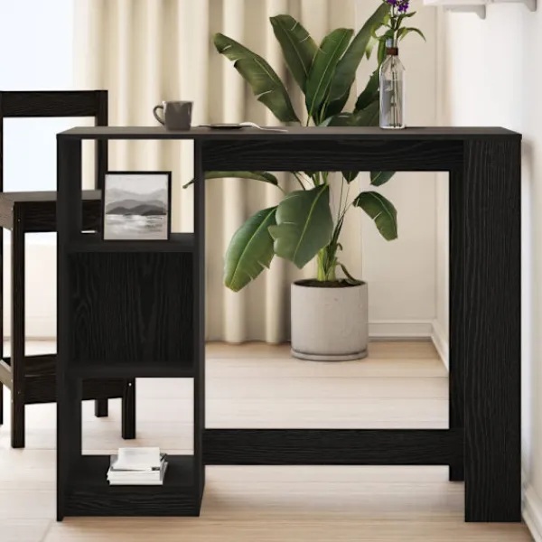 vidaXL Matbord>Barbord med hylla Svart Ek 124 x 46 x 103.5 cm Konstruerat trä