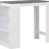 vidaXL Matbord>Barbord med hylla vit 110x50x103 cm