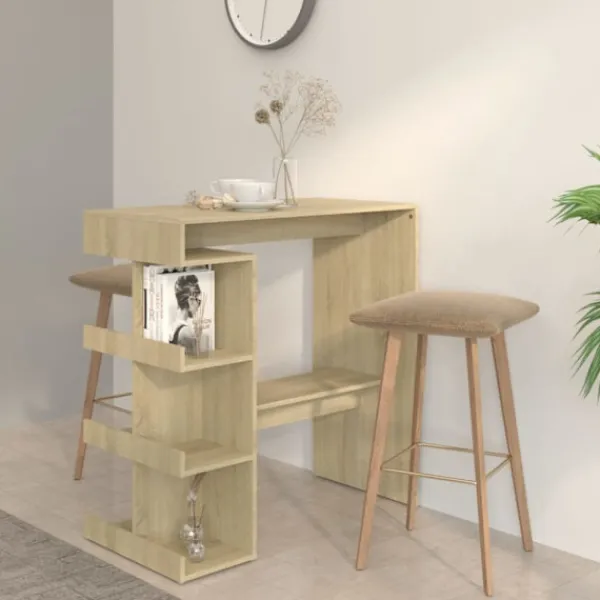vidaXL Matgrupper>Barbord med hyllor sonoma-ek 100x50x101,5 cm konstruerat trä