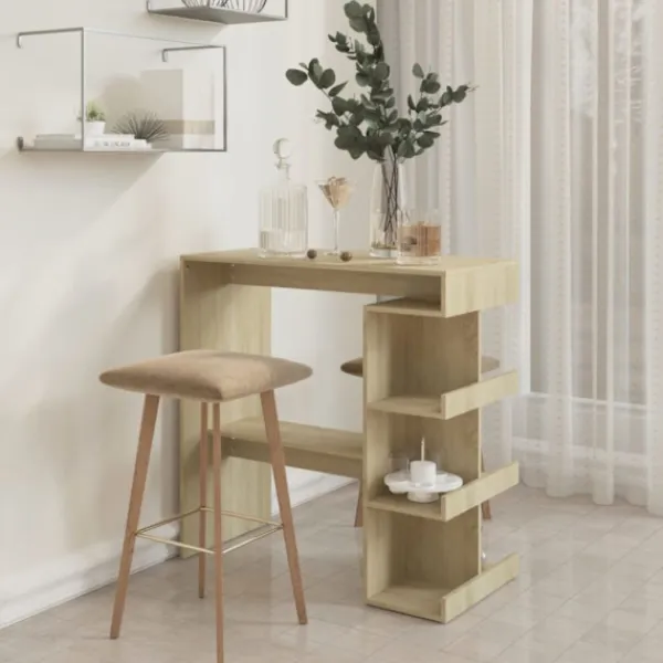 vidaXL Matgrupper>Barbord med hyllor sonoma-ek 100x50x101,5 cm konstruerat trä