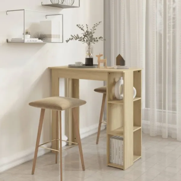vidaXL Småbord>Barbord med hyllor sonoma-ek 102x50x103,5 cm konstruerat trä