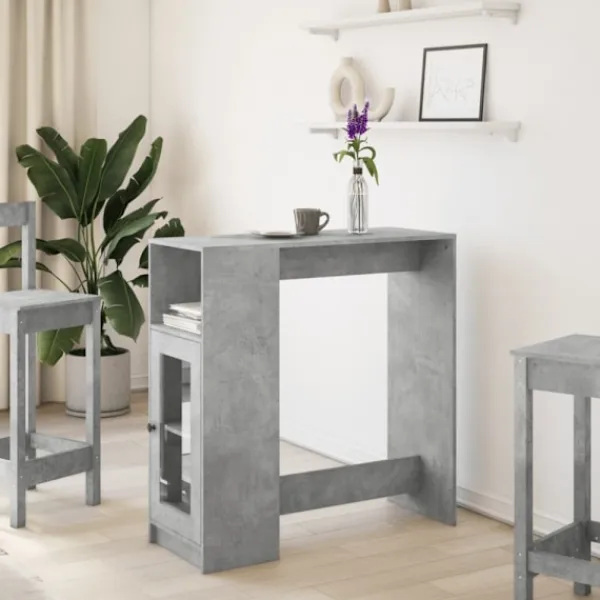 vidaXL Småbord>Barbord med ställ betonggrå 101x40x103,5 cm konstruerat trä