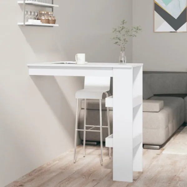 vidaXL Matbord>Barbord väggmonterat vit glans 102x45x103,5 cm konstruerat trä