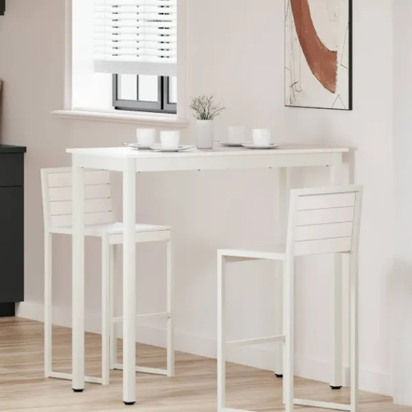 vidaXL Matgrupper>Barbord Vit 110 x 55 x 105 cm Massiv furu