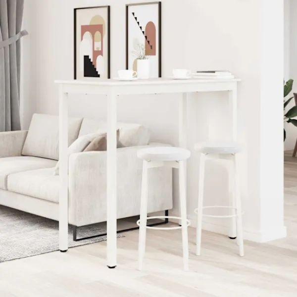 vidaXL Matgrupper>Barbord Vit 110 x 55 x 105 cm Massiv furu