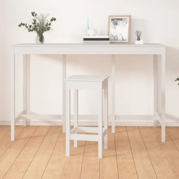 vidaXL Matgrupper>Barbord vit 180x80x110cm massiv furu