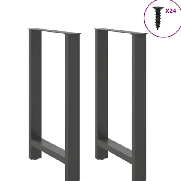vidaXL Matbord>Barbordsben antracit 2 st 60x(90-91) cm stål