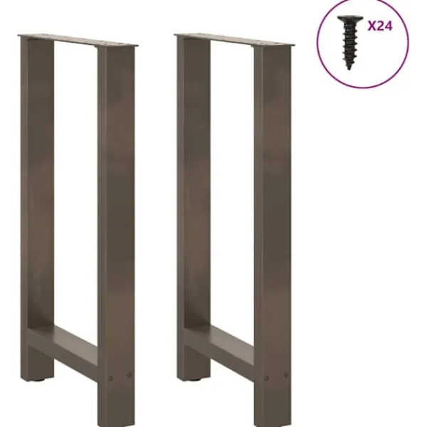 vidaXL Matbord>Barbordsben naturstål 2 st 50x(90-91) cm stål
