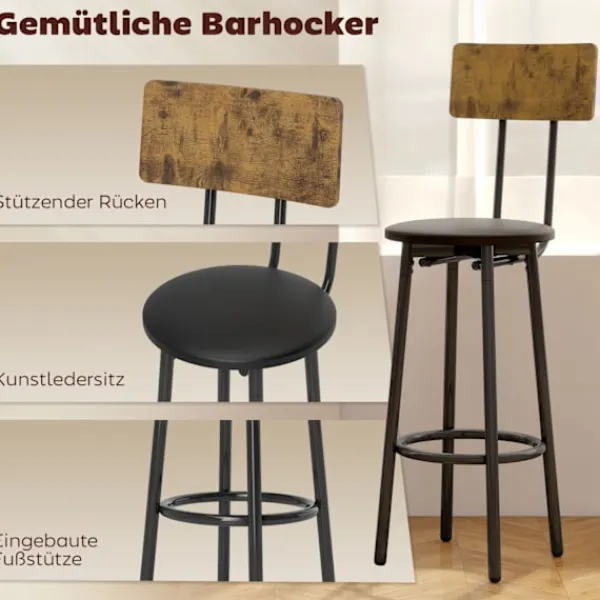Northio Matgrupper>Barbordsset, 3-delat, konstläder, brunt
