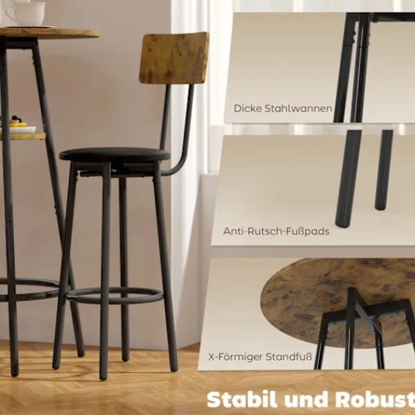 Northio Matgrupper>Barbordsset, 3-delat, konstläder, brunt