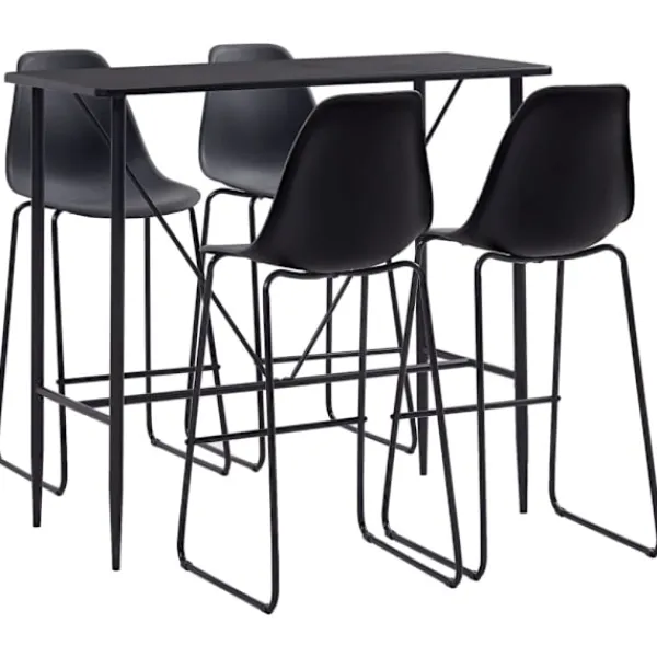 vidaXL Matgrupper>Bargrupp 5 delar plast svart