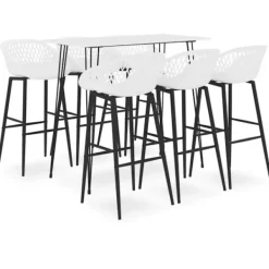 vidaXL Matgrupper>Bargrupp 7 delar vit