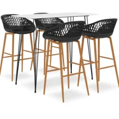 vidaXL Matgrupper>Bargrupp 5 delar vit och svart