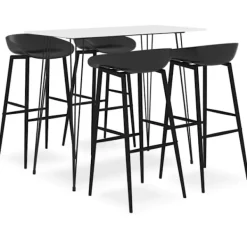 vidaXL Matgrupper>Bargrupp 5 delar vit och svart