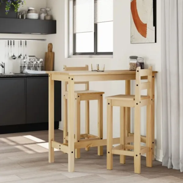 vidaXL Matgrupper>Barmöbler 3 delar massiv furu