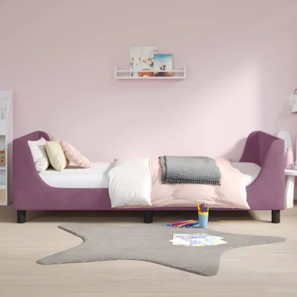 vidaXL Sängar>Barnsängram med sänggavel Lila 90 x 200 cm Sammet