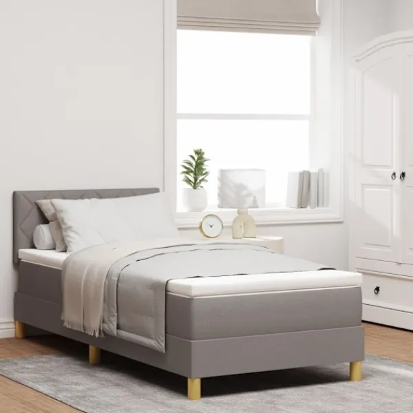 vidaXL Sängar>Bäddfjäder med madrass med huvudgavel Taupe 100 x 200 cm tyg