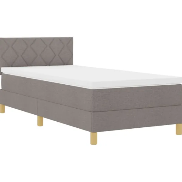 vidaXL Sängar>Bäddfjäder med madrass med huvudgavel Taupe 100 x 200 cm tyg