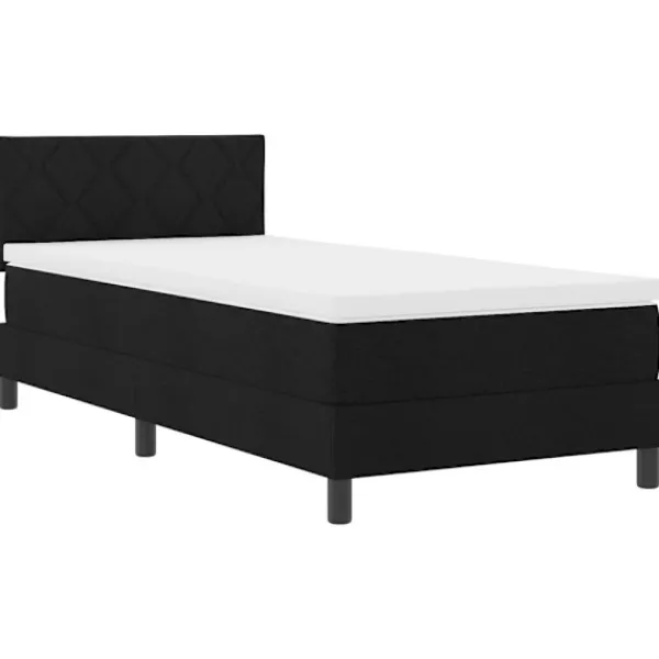 vidaXL Sängar>Bäddfjäder med madrass med huvudgavel Svart 90 x 190 cm tyg