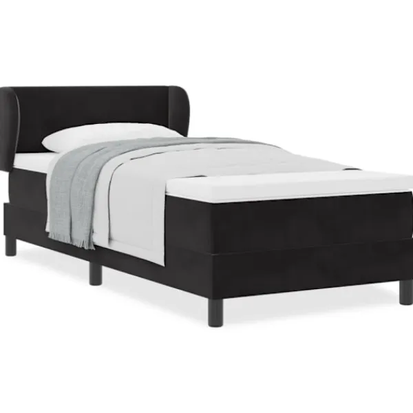 vidaXL Sängar>Bäddfjäder med madrass med huvudgavel Svart 90 x 190 cm Sammet