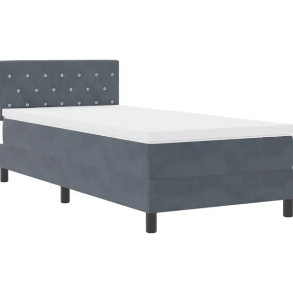 vidaXL Sängar>Bäddfjäder med madrass Mörkgrå 90 x 200 cm Sammet