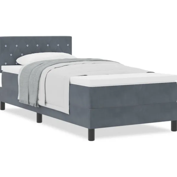 vidaXL Sängar>Bäddfjäder med madrass Mörkgrå 90 x 200 cm Sammet