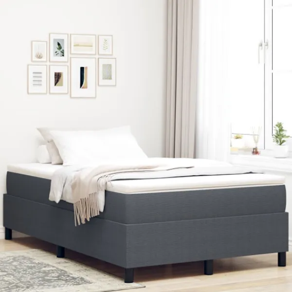 vidaXL Sängar>Bäddfjäder Mörkgrå och vit 120 x 200 cm Kordread tyg