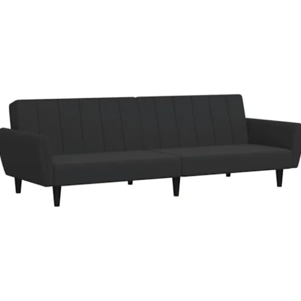 vidaXL Soffor>Bäddsoffa 2-sits med fotpall svart sammet