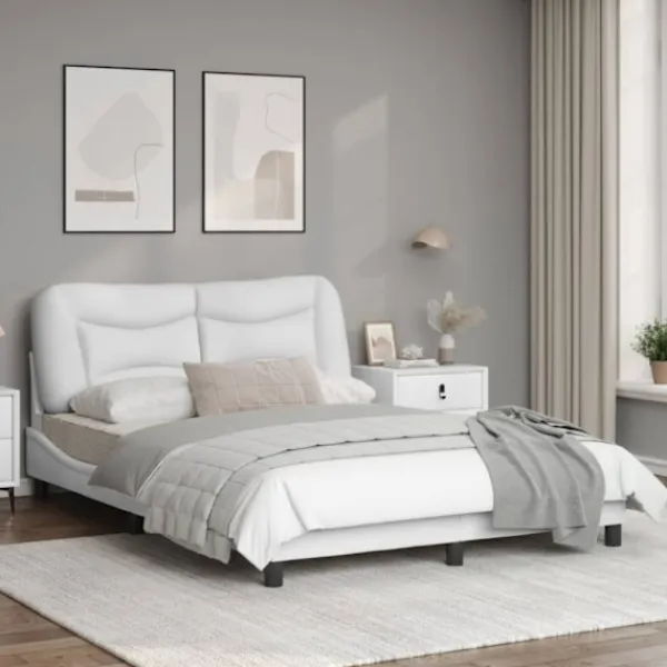 vidaXL Sängar>Bed Frame without Mattress "Hvar" White 140x190 cm Faux Leather