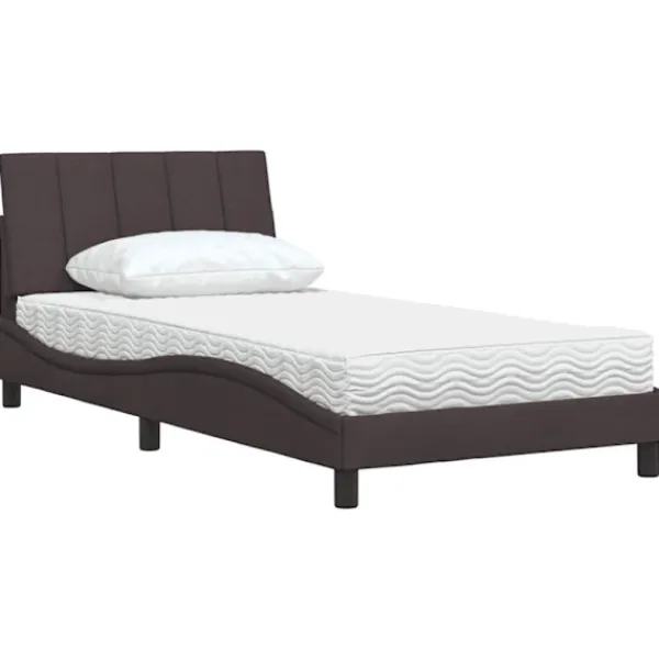 vidaXL Sängar>Bed with Mattress "Hanko" Dark Brown 100x200 cm Fabric
